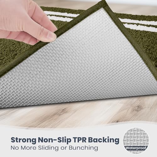 PURRUGS Bathroom Rug, Bath Mat, 20" x 24" U-Shaped, Olive Green
