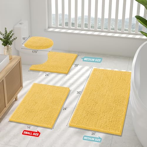 Smiry Bathroom Rugs 47X24, Luxury Chenille Extra Soft Absorbent Bath Mat