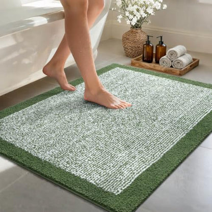 48x32 Bathroom Rugs Non Slip Washable, Soft Absorbent Bath Mat Matcha Green
