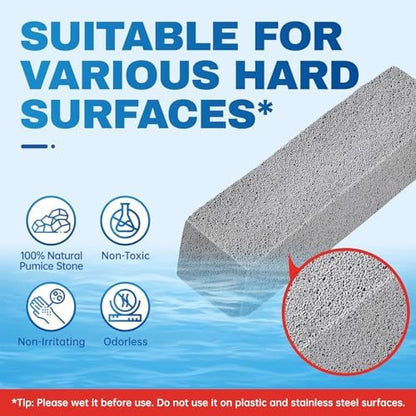 Vacplus Toilet Brush, 4 Pack, 100% Pumice Stone, Long Handle