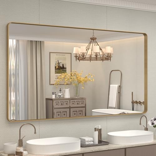 66x40 Inch Gold Framed Mirror for Bathroom
