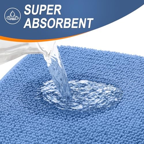 OLANLY Memory Foam Bathroom Rugs 30x20, Absorbent Bath Mat, Cornflower Blue