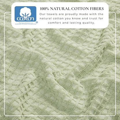Great Bay Home Bath Towels - 100% Cotton 6 Piece Towel Set - Diamond Waffle Weave - Absorbent, Durable, Quick-Dry Towels for Bathroom (Pale Green)