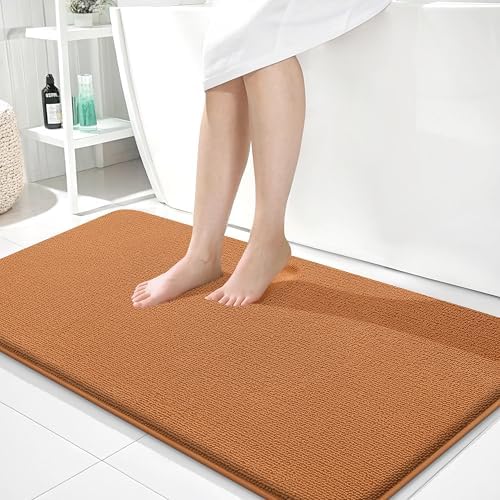 OLANLY Memory Foam Bathroom Runner Rug 44x24, Absorbent Long Bath Mat, Clay