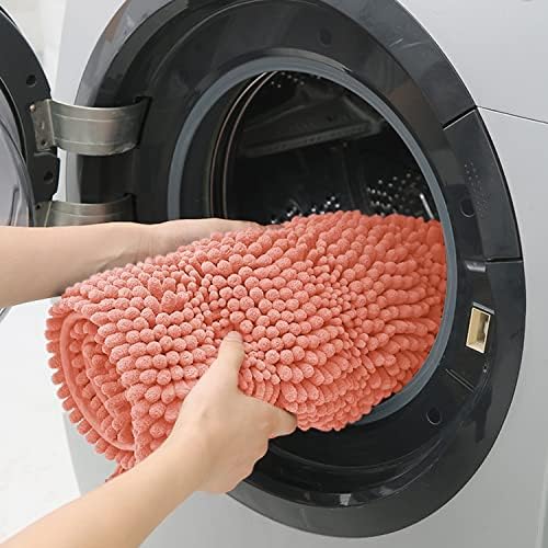 ACCUMTEK Striped Coral Bathroom Rug Mat 59"x24" Ultra Soft, Non Slip Chenille Bath Rugs, Absorbent Plush Shaggy Bath Mats for Bathroom, Bedroom, Kitchen, Shower, Tub