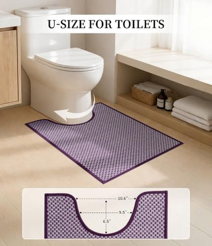 YIHOUSE Purple Bathroom Rugs Sets 5 Pieces,Thin Bath Mat Quick Dry