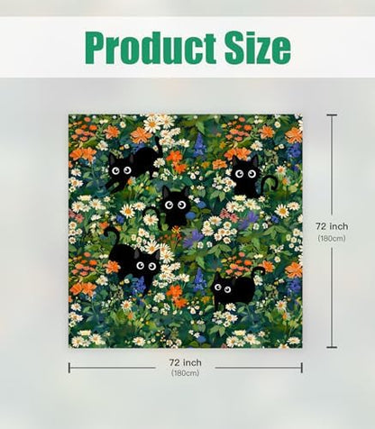 Bathroom Shower Curtain Cute Cortinas para Baño 72 x 72, Floral Cat
