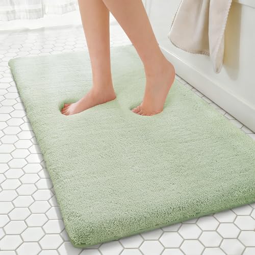 MINIDEAR Bathroom Rugs 47x24 Sage Green - Thick Memory Foam Bath Mat, Ultra Soft & Plush Fluffy, Non-Slip, Quick Dry, Absorbent Washable Floor Microfiber Mat for Tub, Home Decor Accessories