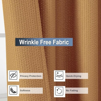 OWENIE Gold Shower Curtain for Bathroom 96 Inches Extra Long, Elegant 3D Embossed Textured Fabric Shower Curtains, Water Repellent, Machine Washable, Hotel Style, 72" W x 96" L, Gold