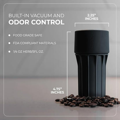 Staze Air Tight Smell Proof Container (148ml) – Vacuum Seal Jar -Waterproof Food Storage Canister, Portable Small Smell Proof Jar for Coffee, Herb, Spice & Gummies - (VISTA TRIO)