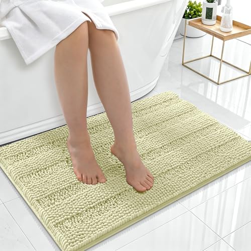 Smiry Thick Chenille Bathroom Rugs 36x24, Soft Absorbent Bath Mat, Vanilla