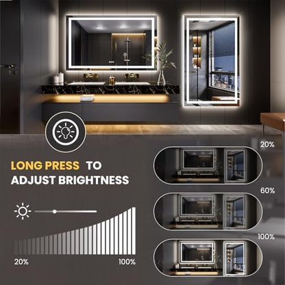 LOAAO 55"X40" LED Bathroom Mirror with Lights, UL Listed