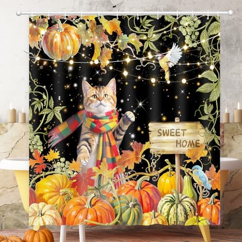 Shower Curtain Fall, Thanksgiving Shower Curtain for Bathroom 72x72