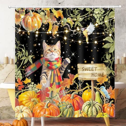Shower Curtain Fall, Thanksgiving Shower Curtain for Bathroom 72x72