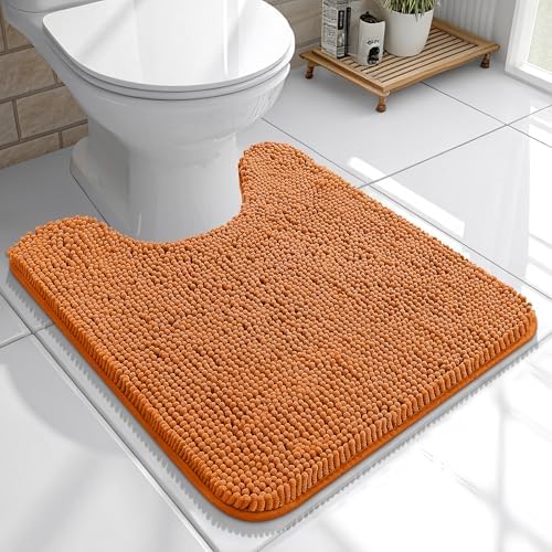 OLANLY Toilet Rugs U-Shaped 20x20, Soft Absorbent Chenille Contour Rugs