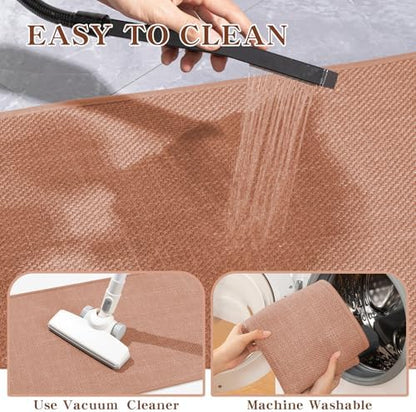 chakme Bathroom Rugs Mat 59x17, Ultra Thin Non Slip Bath Rug Runner Quick Dry Absorbent Bath Mat for Bathroom, (Dark Pink, 59"x17")