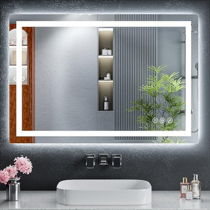 24"x36" LED Bathroom Mirror with Lights, Backlit+Frontlit, Anti-Fog
