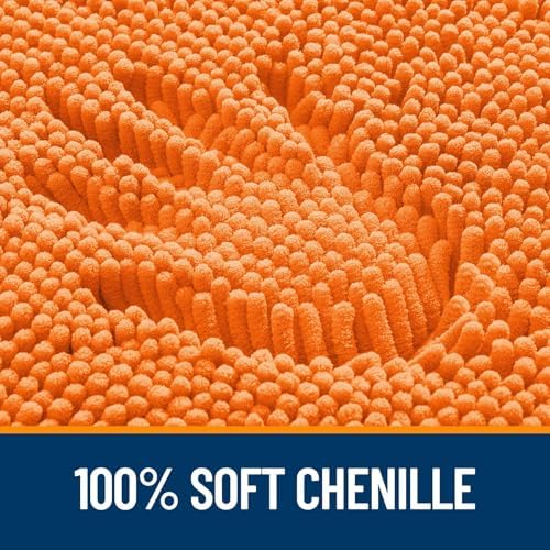 OLANLY Chenille Bathroom Rugs Mats Sets 2 Piece, 30"x20"+24"x20", Orange
