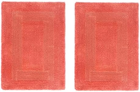 COTTON CRAFT Bath Rugs - 2 Pack Large 20x30 Soft Plush Bath Mats - Coral