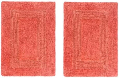 COTTON CRAFT Bath Rugs - 2 Pack Large 20x30 Soft Plush Bath Mats - Coral