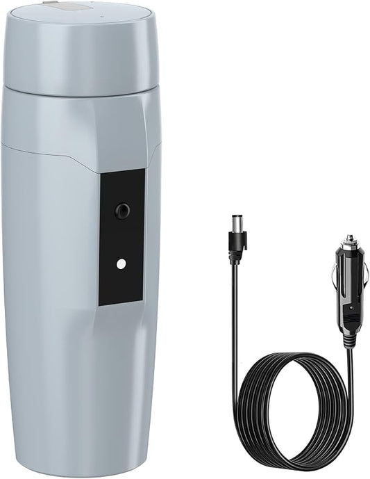 Portable 12V Car Kettle Boiler, Small Electric Travel Kettle, 80W Fast Water Heater, Mini Electric Tea Coffee Mug for Car, Automatic Shut-Off & Restart, Special Power Cord for Car Cigarette Lighters