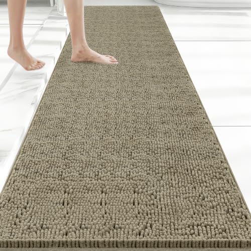 Bcoimo Bath Rug Mat,70x24 High Absorbent Latte Long Bathroom Runner Rugs