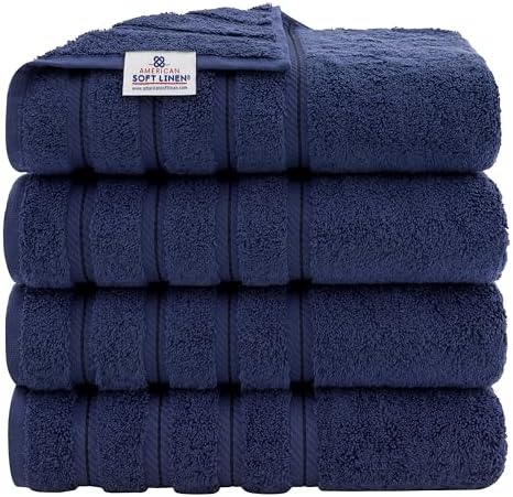American Soft Linen 100% Cotton Luxury Turkish Towels, 4 PC Bath Towel Set