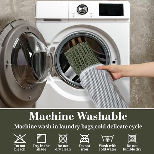 RESARE Waffle Bath Mat for Bathroom, Non Slip Bathroom Rugs 18"x30" Green