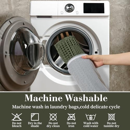 RESARE Waffle Bath Mat for Bathroom, Non Slip Bathroom Rugs 24"x36" Green