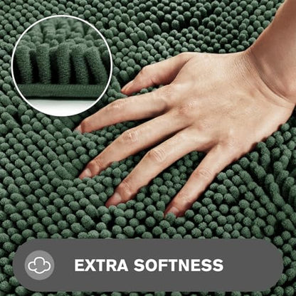 Bathroom Runner Rug 24 x 60 Inch – Extra Large Long Bath Mat | Absorbent and Washable Thick Chenille Bath Rug Non-Slip Runner Rug for Bathroom, Shower, Sink(Hunter Green)