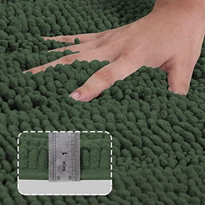2 Piece Bathroom Rug Set with Toilet Mat, Soft Absorbent Chenille, Non-Slip