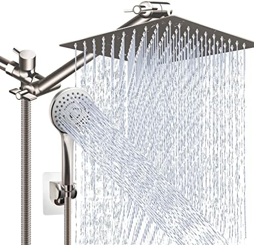Shower Head Combo,10" Brushed Nickel High Pressure with 11" Extension Arm
