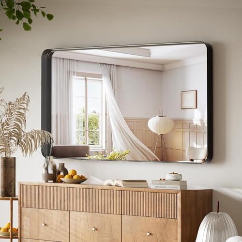 VooBang Bathroom Mirror 30"x48", Black Gorgeous Deep Frame Wall Mirror
