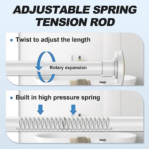 CorkLatta White Shower Curtain Rod 31 to 68 Inch,1 Inch Diameter Adjustable Spring Tension Stainless Steel Telescoping Rod,Easy Install,No Rust