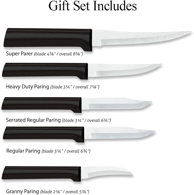 Rada Cutlery All-Star Paring Gift Set (G252), 6-Piece Knife Set, Stainless Steel Blades, Black Handle