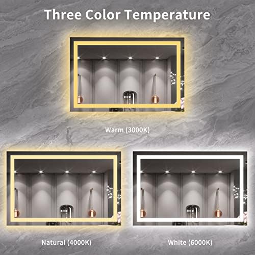 LOAAO 55X36 LED Bathroom Mirror with Lights, Anti-Fog, Dimmable, Backlit + Front Lit, Lighted Bathroom Vanity Mirror for Wall, Memory Function, Tempered Glass, ETL Listed