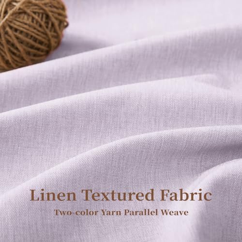 BTTN 72x78 Boho Scalloped Linen Textured Cloth Shower Curtain Set, Lavender