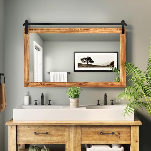 COGOOD Farmhouse Bathroom Mirrors for Over Sink - 30 x 49 Brown