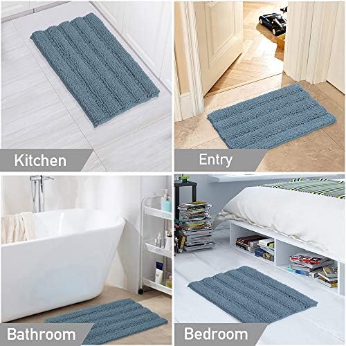 2 Piece Bathroom Rug Set with Toilet Mat, Soft Absorbent Chenille, Non-Slip