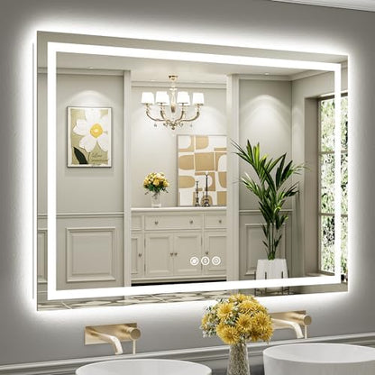 Briivue 55x40 Inch LED Bathroom Mirror with Lights, Backlit & Front Lit