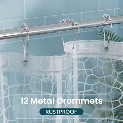 Titanker Clear Shower Curtain Liner with Water Cube, Medium Weight Plastic Shower Liner PEVA Waterproof Shower Curtains for Bathroom with Big Stones and Grommets, 72x72 Inches