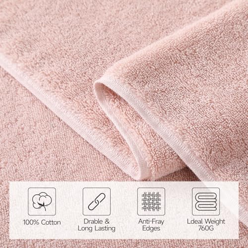 REDKISS 2 Pack Bath Towels Large 32x63 Inches, Heavyweight 760G - Pink
