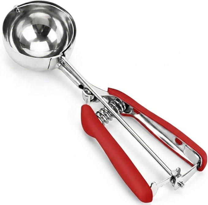 Ice Cream Scoop, 18/8 Stainless Steel Cookie Scoop, Cookie Scoops for Baking, 5.3Tbsp/80ml/2.7oz Cookie Dough Scoop, Ice Cream Scooper with Trigger Release, Large Cookie Scooper, Cupcake Scoop(Red)