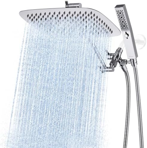 G-Promise All Metal 12" Rain Shower Head with Handheld for Bathroom Upgrade