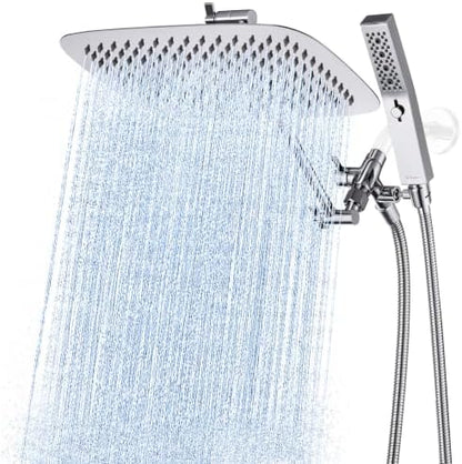 G-Promise All Metal 12" Rain Shower Head with Handheld for Bathroom Upgrade