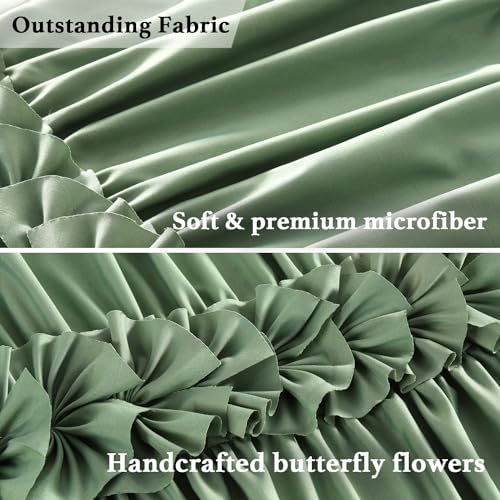 Homechoice Decor Light Green Ruffle Shower Curtain 72" W x 72" H