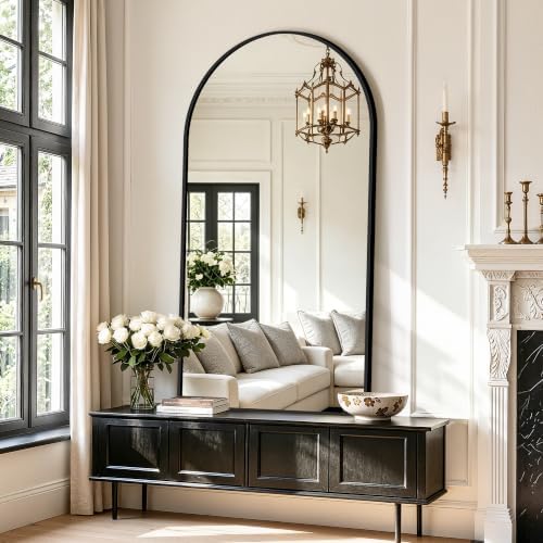 Arched Bathroom Vanity Mirror for Over Sink, 55”x30”, Black