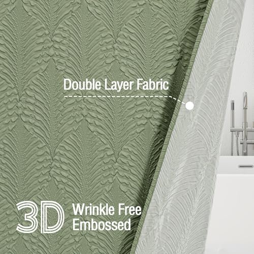 Gibelle 36x72 Small Stall Shower Curtain, Sage Green Embossed Half Bath Curtain