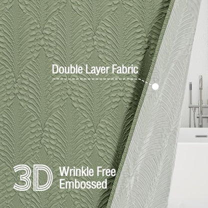 Gibelle 36x72 Small Stall Shower Curtain, Sage Green Embossed Half Bath Curtain