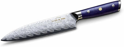 AUS-10 Damascus Chef Knife – 8 Inch Japanese Kitchen Knife, 67-Layer Steel, Ultra-Sharp Blade, Ergonomic Blue Resin Handle, Gift Box Included